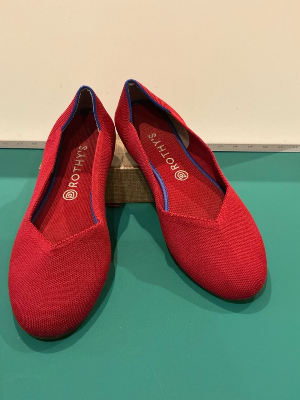 Rothy's The Point in Red Knit Slip-On Flats Size 11.5
